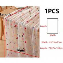 1/3/6Pcs 10Ft White Daisy Embroidered Sheer Tulle Lace Table Runner For Wedding, Romantic Coquette Cottagecore Bridal Shower Baby Shower Spring Easter Party Reception Dining Tablescape Decor - A - View 8