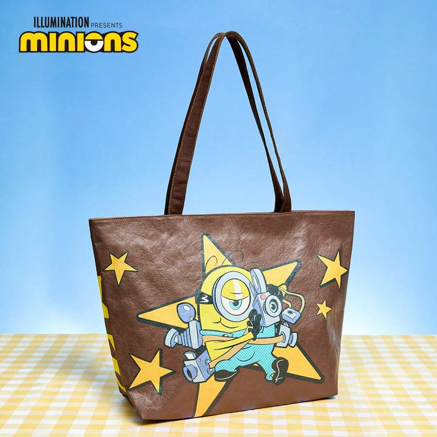 Miniso Minions & Big Monster 系列透明輕便托特午餐包,防水透明沙灘包,適合演唱會、運動、沙灘、野餐使用 - 棕色 - 查看 1