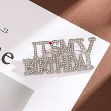 1pc Colorful Rhinestone English Birthday Letter Brooch, European And American Fashion High-End Suit Lapel Pin Accessory, Exquisite Rhinestone Letter Brooch, Women's Birthday Party Shiny Accessory, Luxury Rhinestone Decorated Pin, Banquet Dress Versatile Ornament, Birthday Party Gift - Multicolor - View 8