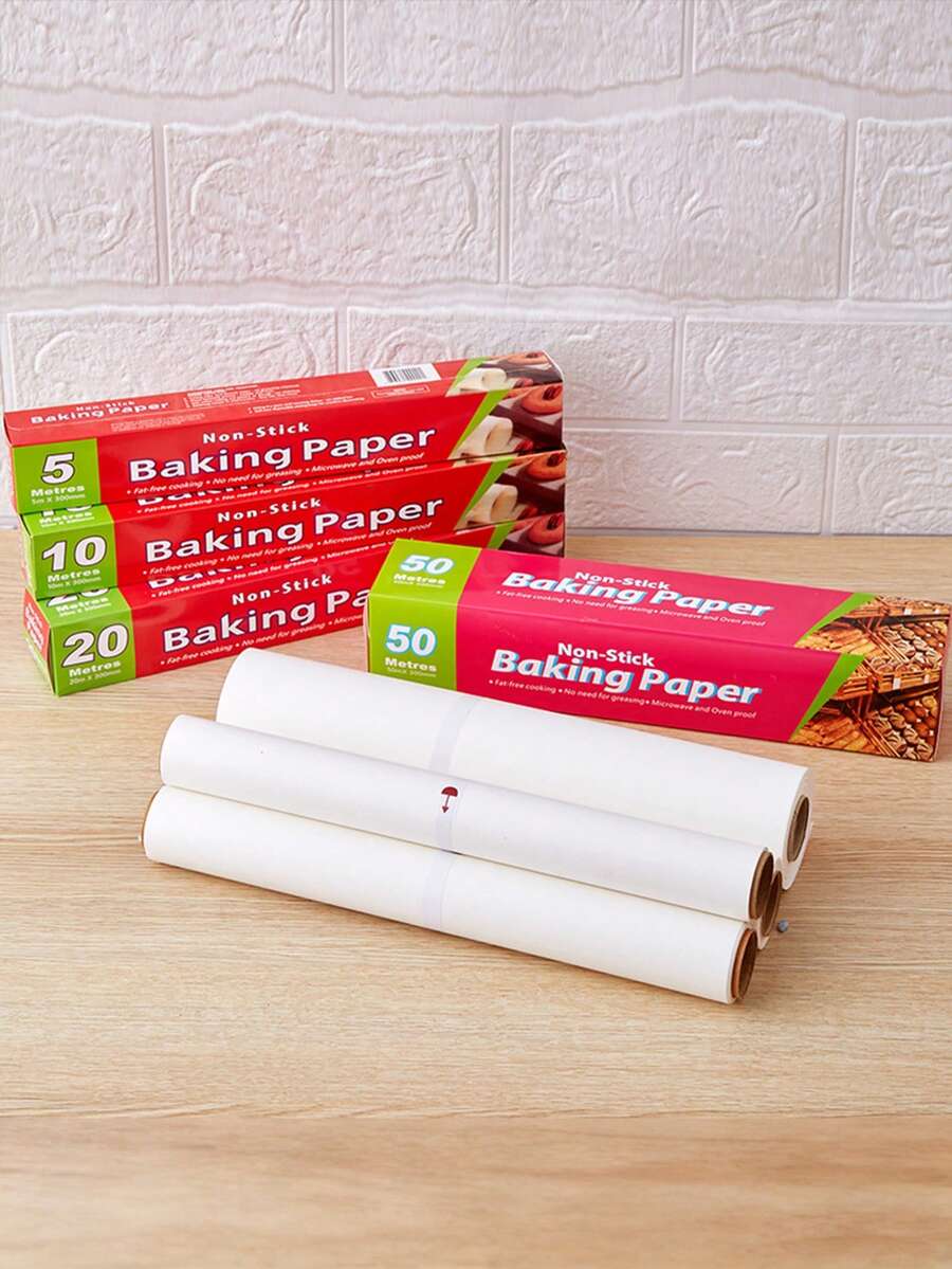 1 Roll Baking Parchment Paper, Rectangular Parchment Paper Baking Sheet, Suitable For Baking, BBQ Party, Air Fryer Kitchen, Air Fryer Liner, Air Fryer Paper, Pastry Shop Cake Mat, Cooked Food Non-Stick Oil Paper, Cake Mold, Baking Paper, Kitchen Essential, Wedding, Birthday, Kitchen, Party Supplies - Random Outer Packaging (30cm Wide, 1 Roll 10m Long) - Multicolor - View 1