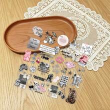 New Silver Lucky Girl Embossed Sticker Decal For Phone Case, Refrigerator, Planner, Diary, Guitar, Scrapbook, Planner, Luggage, Helmet, Skateboard, Laptop, Self-Adhesive - Multicolor - View 1
