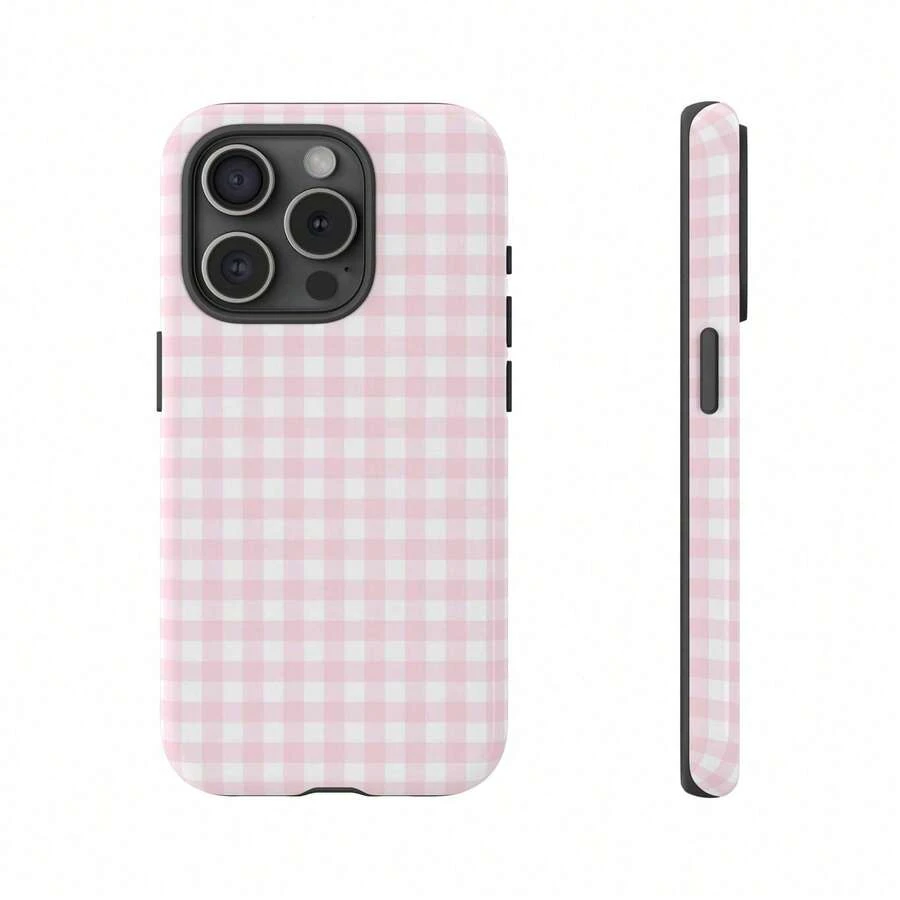 Plaid Retro Phone Case, Comfortable Checkered Protective Cover, Compatible With  16 Pro Max, 15 Pro, 14 Plus,  13 Pro Max, 12, 11 - 白色5 - 查看 1