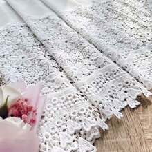 1PC New White Hollow Flower Lace Patchwork Curtain Header, Rod Pocket Window Valance, Pastoral Style Cabinet Shelf Cover Curtain, Kitchen Small Window Decorative Short Half Curtain, Fabric Weight 180g/㎡ - 1PC - View 9