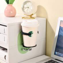 Wall-Mounted Foldable Cup Holder With Hook, Self-Adhesive Wall-Mounted Beverage Rack, Foldable Coffee Cup Holder, Suitable For Desk, Office, Bedroom, Dormitory And Other Places. Fits Most Cup Types. Available In Green/Orange - Multicolor - View 8