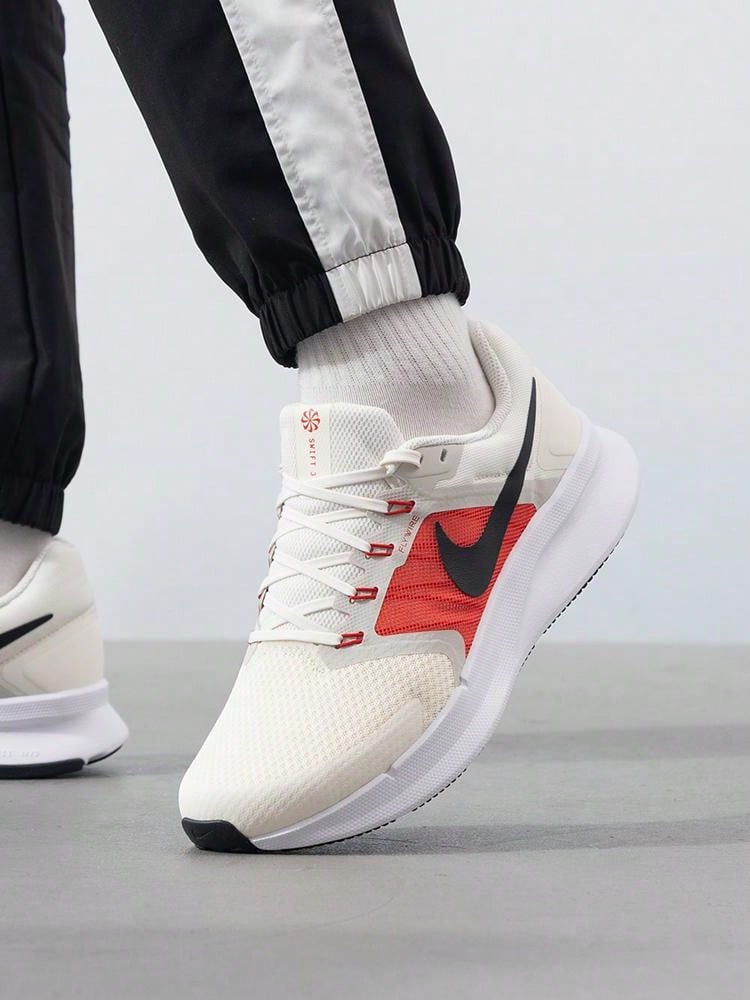 Men's Running Shoes NIKE RUN SWIFT 3 Summer 2026 New Fitness Training Casual Running Shoes DR2695-107 - Light Ivory/Black/Light Crimson/University Red/Light Bone/White - View 1