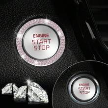1 pieza anillo decorativo de arranque del motor del coche con doble hilera de diamantes de imitación, con diseño de doble cristal, accesorio brillante para el interior del coche, anillo decorativo brillante para el botón de arranque del motor del coche con diamantes, cubierta para el botón de arranque de un solo toque con diamantes de imitación de cristal - A - Ver 10