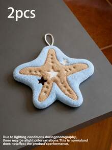 2pcs/1pc Starfish & Seashell Shaped Hanging Hand Towels, Soft Absorbent Quick-Dry Kitchen & Bathroom Towels With Ring Design, Ocean Beach Decor With Hanging Ring, Reusable Plush Hand Towels Suitable For Sink, Guest Bathroom, RV, Dorm And Housewarming Gift - Multicolor - View 13