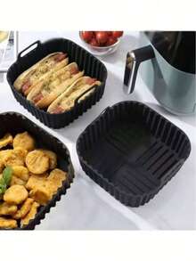 3pcs/2pcs/1pc Square Silicone Air Fryer Basket Liner, Suitable For Fryers, Non-Stick Reusable Air Fryer Liner, Oven Microwave Cake Pan, Kitchen Accessories,Kitchen Gadgets,Air Fryer Baking Mat Liner For Home Use - Multicolor - View 3