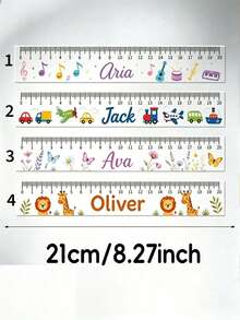 Customized Cartoon Name Ruler, Personalized Reading Aid Ruler, Suitable For Daily Learning And Desktop Decoration, Customized Name Ruler Bookmark, Suitable For Home Or Office, Customizable Gift Ruler, Creative Stationery Gift, Suitable For Friends, Family, Teachers, Daily Use - Multicolor - View 7