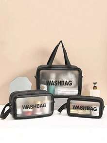 Sac de maquillage de voyage en PVC, sac de toilette multifonctionnel, sac de rangement pour bagages, sac de rangement pour pinceaux de maquillage, sac organisateur de cosmétiques, sac de maquillage à séparation sec et humide, essentiels de voyage pour les vacances d'été, boîte de rangement pour parfums, sac de données, sac de bagages, sac à main, sac pour sous-vêtements - A - Voir 5