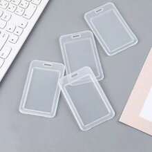 2/5pcs Semi-Transparent ID Card Holders, Rectangular Rounded Corner Design, Clear Transparent Window On Front, Pre-Punched Hole At Top, Smooth Edges, Lightweight And Portable, Suitable For ID Cards, Work Badges, Student Cards, Access Cards, Exhibition Badges, Ideal For Office, Campus, Exhibition, Event Check-In, Back To School, Thanksgiving Gift, Halloween Gift, Christmas Gift - A - View 6