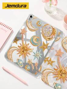 Jemdura, Compatible With IPad, Vintage Starry Sky Theme Moon & Universe Pattern Acrylic Tablet Protective Case, 10.2 /10.5 Inch, 10th/11th Gen (A16), Mini 6/7 8.3 Inch, Air 5/6/7 10.9 Inch/11 (M2/M3), With Pencil Slot Storage, Y-Fold Flip Cover Protective Case, Multi-Angle Folding, Supports Sleep/Wake Function - Multicolor - View 1