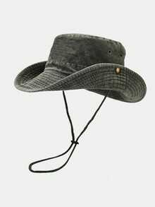 1 Solid Color Wide Brim Bucket Hat, Casual Sports Sun Hat, Adjustable, Outdoor Sports Gift (Hat Top Stitching Random) - Fisherman's Hat - View 13