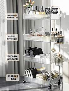 1pc Multi-Layer (2/3/4-Tier) Transparent Multi-Functional Trolley, Storage Rack, Strong Load-Bearing Capacity, Swivel Wheels, Lockable, Convenient And Flexible, Acrylic Material, Floor-Standing Mobile Snack Storage Cart,Suitable For Kitchen, Bathroom - Multicolor - View 6