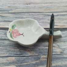 Multifunctional Inkwell Dish Porcelain Handmade Ink Well Inkstone With Brush Holder Japanese Calligraphy Painting PracticePeony - Multicolor - View 6
