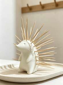 Nordic Style 3D Hedgehog Toothpick Holder, Cute Animal Toothpick Storage Organizer, Creative Practical Tabletop Decor Ornament For Home And Restaurant - White - View 2