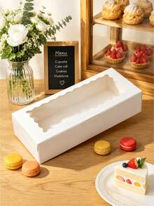 5pcs/10pcs/15pcs White Cardboard Wavy Window Cookie Box, No Handle, Can Be Used As Muffin Box, Cookie Box, Bread Box With Window, Suitable For Pastries, Pies, Muffins, Chocolate, Strawberry - View 12