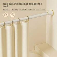 1PC Metal Drill-Free Shower Curtain Rod, Telescopic Rod, Adjustable Color, White, Black, Grey, Silver Available, Can Be Used As Curtain Rod, Wardrobe Rod, Clothes Drying Rod, Suitable For Living Room, Door, Window, Bathroom, Balcony And Other Multiple Scenes - 25 Phnom Penh - View 5