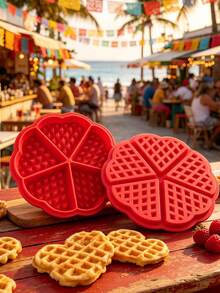 5-Cavity Heart-Shaped Waffle Silicone Baking Mold With Dropper, Multi-Cavity DIY Tool For Chocolate, Candy, Cake, Dessert And Creative Baking - Multicolor - View 3