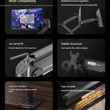 1Pc Lenovo AM110 Pneumatic Monitor Stand, 9KG Load Bearing, Articulating Multi‑Direction Rotatable Screen Bracket, Large Screen Desktop Riser, Black White Optional Colors - View 6