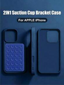 Luxury Matte 3D Suction Cup Phone Case, Compatible With IPhone 17 16 15 14 Pro Max Plus 11 12 13 Pro Max 16 Protective Cover - Dark Blue + Suction Cup - View 3