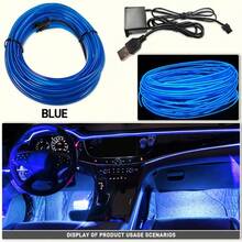 Lampu Ambient EL Mobil 3M, Pasang & Mainkan USB, Strip Dekorasi Interior Mobil Minimalis Kreatif - A - View 1