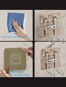 No Drilling Sink Storage Hook, Wall Mounted Self Adhesive Rack, Heavy Duty Bathroom Sink & Bathtub Storage Hook, Space Saving Strong Sticky Adhesive Hanger, Waterproof, Rust Resistant Home Organizer For Kitchen, Laundry, Shower Caddy - Multicolor - View 6