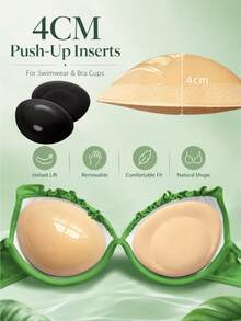 Self-Adhesive Bra Pads Inserts, Thickened Push Up Breast Cup Enhancer, Reusable Invisible Lift Bra Padding For Swimwear & Bikini - Multicolor - View 1