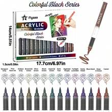 Flysea Acrylic Paint Markers, 1 Box 14 Colors, Liquid Ink Soft Tip, Waterproof Stackable Colorful Painting Graffiti, Coloring Set, First Day Of School - Multicolor - View 17