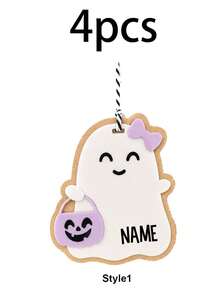 Custom Halloween Ghost Tag, Personalized Basket Wall Hanging Decor, Cute Spooky Name Sign, Customized Name Party Ornament, Customizable Holiday Gift For Halloween, Fall Room Decor, Halloween Decorations, Gifts For Family And Friends, Father, Mother - Style a - View 20