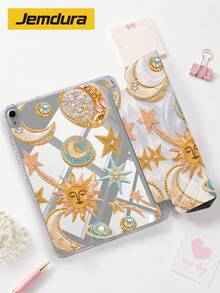 Jemdura, Compatible With IPad, Vintage Starry Sky Theme Moon & Universe Pattern Acrylic Tablet Protective Case, 10.2 /10.5 Inch, 10th/11th Gen (A16), Mini 6/7 8.3 Inch, Air 5/6/7 10.9 Inch/11 (M2/M3), With Pencil Slot Storage, Y-Fold Flip Cover Protective Case, Multi-Angle Folding, Supports Sleep/Wake Function - Multicolor - View 5