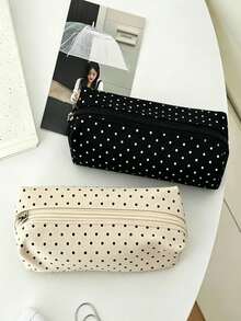Cute Polka Dot Pencil Case Large Capacity Student Pencil Brush Storage Bag - A - View 5