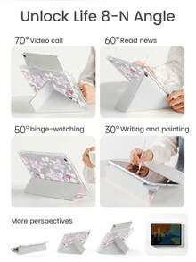 Exquisite Cute Cartoon Anime 3D Star Button Cat Heart Double-Sided Painted Acrylic Transparent Crystal Back Cover, Shockproof, Compatible With IPad 7th, 8th (10.2 Inch), 10th Generation, Built-In Pen Slot, Supports Sleep/Wake Function, Ideal Gift Choice - Multicolor - View 6