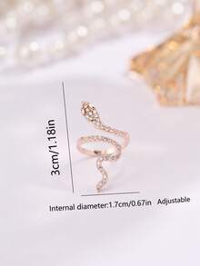 Nooxian 1pc Snake-Shaped Ring For Women, Minimalist Unique Design Personalized Open Ring For Index Finger - Rose Gold - View 6