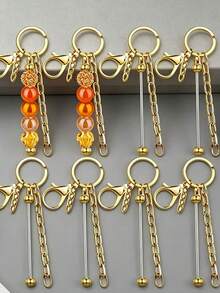 24PCS Flat Lobster Clasp 4-Section Chain Key Ring Set With Chain, Beaded Rod Accessories, DIY Keychain, Key Ring Accessories, Can Be Paired With Pendants, Suitable For Backpacks, Keychains, Music Festivals, Back To School, Graduation Gifts - Keychain Accessory Kit - View 3