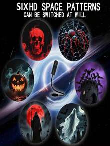 6pcs Halloween USB Projector Lights, Creative LED Halloween Projector Lights, Scary Atmosphere Lights, 6 Patterns USB Projector Lights, Suitable For Ceiling, Wall Decoration, Indoor Decoration, Home Decor, Halloween Decoration, Party Decoration And Room And Living Room Decoration - Halloween USB Projector Light 2 - View 8