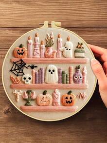 Halloween Decorations Embroidery Kit,DIY Handmade Embroidery Set, Suitable For Adult Beginners, Home Decor Gift, Women's Sewing Gift, Includes User Manual, Printed Pattern Fabric, Embroidery Hoop, Needles And Thread,20 X 20cm/7.9 X 7.9in - Multicolor - View 13