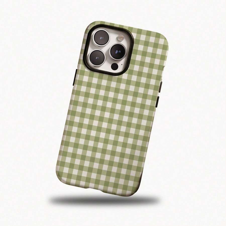 Plaid Retro Phone Case, Comfortable Checkered Protective Cover, Compatible With 16 Pro Max, 15 Pro, 14 Plus, 13 Pro Max, 12, 11 - 白色7 - 查看 1