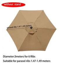 Khaki Roman Umbrella, Beach Umbrella, Sun Umbrella Replacement Fabric 1pc (Frame Not Included). Please Refer To Image Size Before Purchasing. - Khaki - View 9