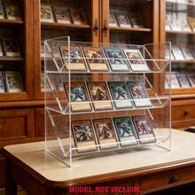 3 Tier Transparent Acrylic Trading Card Display Stand, Slanted TCG Collectible Card Storage Rack, Clear Game Card Holder Organizer For Standard Size Collecting Cards - Clear - View 6