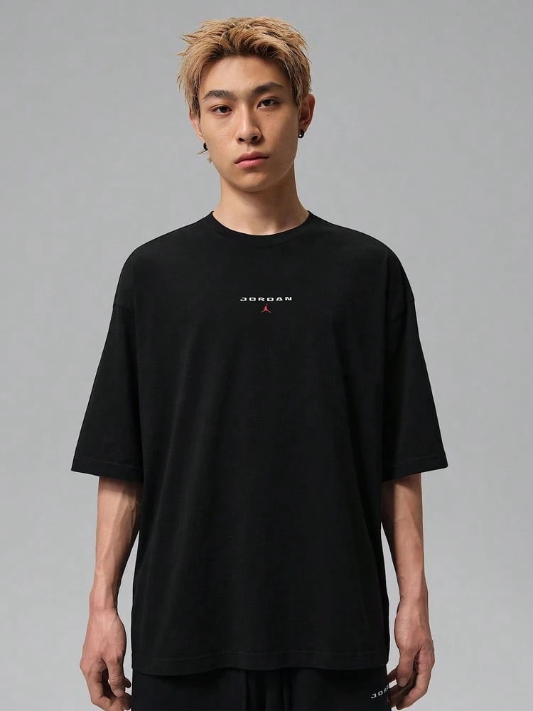 Jordan Kaos Rajut Lengan Pendek Tanpa Kerah Pria AS FLT ES 96 OS PCH SS CRW TIO0035-010 - Hitam - View 1