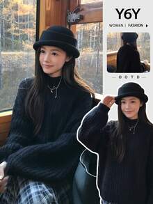 Y6Y 2026 New Black Pullover Sweater Women Early Autumn Loose Lazy High-End Thick Inner Layer Outerwear Top - Black - View 8