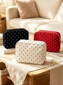 New Polka Dot Pattern Printed Makeup Bag, Portable Zipper Storage Bag, Toiletry Bag, Suitable For Daily Use/Outdoor/Travel, Convenient To Carry, Can Organize Cosmetics, Phone And Other Small Items, Travel Essential, Christmas Gift, Personalized Gift Bag, Teacher's Day Gift, Small Gift Exchange, Room Decoration, Random Polka Dot Density - Multicolor - View 7