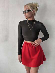 Red – Women's Mini Bell Skirt - Red - View 3