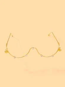 1pc Heart Pendant Eyeglass Frame, Minimalist Street Style Geometric Frame Glasses - Love - View 2