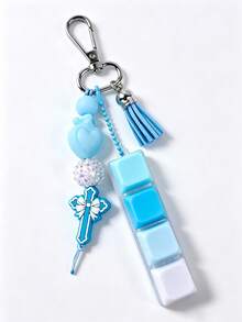 1pc Cross 4-Button Stress Relief Keychain Handmade Beaded Bag Charm Keyring,Handbag Charms - Multicolor - View 6