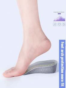 1 Pair/2 Pairs Unisex Thick Soft Sole Height Increasing Invisible Half-Palm Insoles With Arch Support, Comfortable Shoe Accessories For Boots And Sneakers, Suitable For Petite People - Grey - View 2