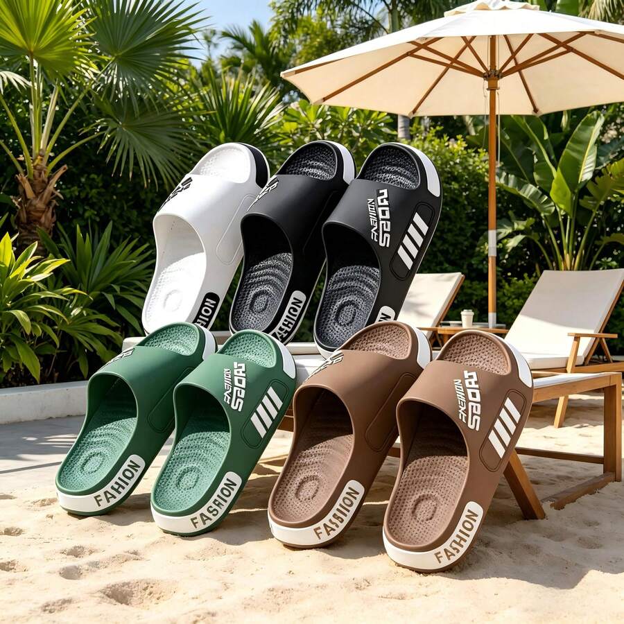 1 Pair Fashionable Thick Sole Plus Size Slippers, Indoor Home Use Anti-Slip Anti-Odor Cool Slides