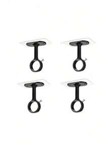 [Ceiling Curtain Rod Hooks] 4/2pcs, No Drilling Required, Top-Mounted Curtain Rod Brackets, Heavy-Duty Self-Adhesive Curtain Rod Brackets, Adjustable Curtain Hooks, Suitable For 3.05cm (1.2 Inch) Diameter Curtain Rods - Multicolor - View 9