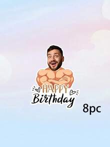 8/12/16件客製化照片肌肉男生日快樂橫幅，個性化健身房健身拉幅，舉重啞鈴主題派對橫幅 - 彩色 - 查看 17